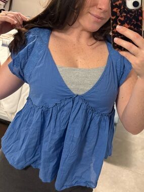 O’niell Blue Babydoll Peplum Top